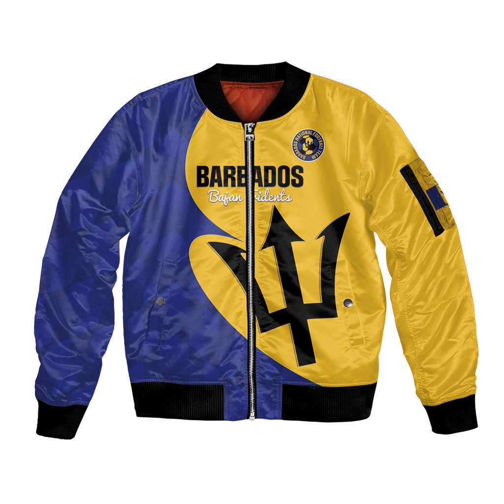 Custom Barbados Football Sleeve Zip Bomber Jacket Go Champions Bajan Tridents - Wonder Print Shop