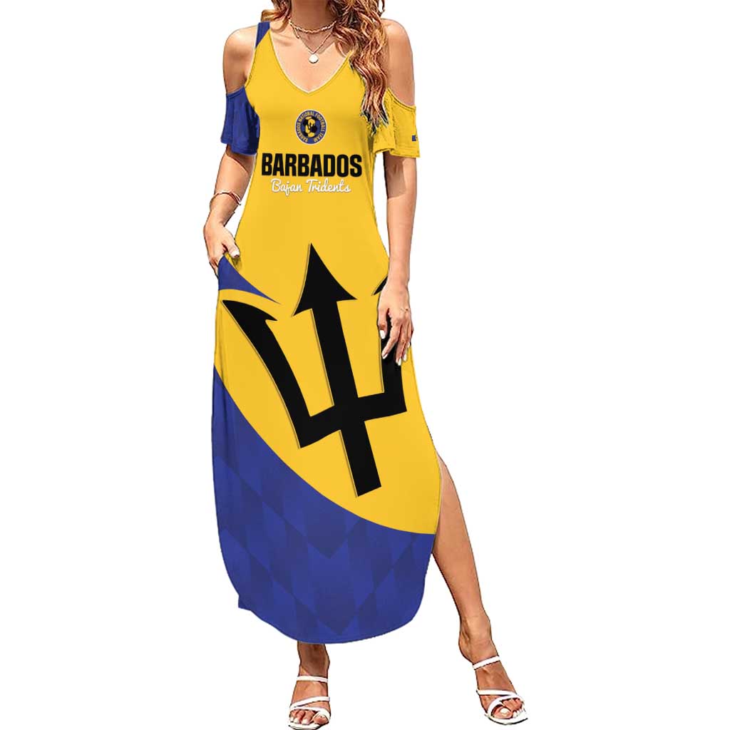 Custom Barbados Football Summer Maxi Dress Go Champions Bajan Tridents - Wonder Print Shop