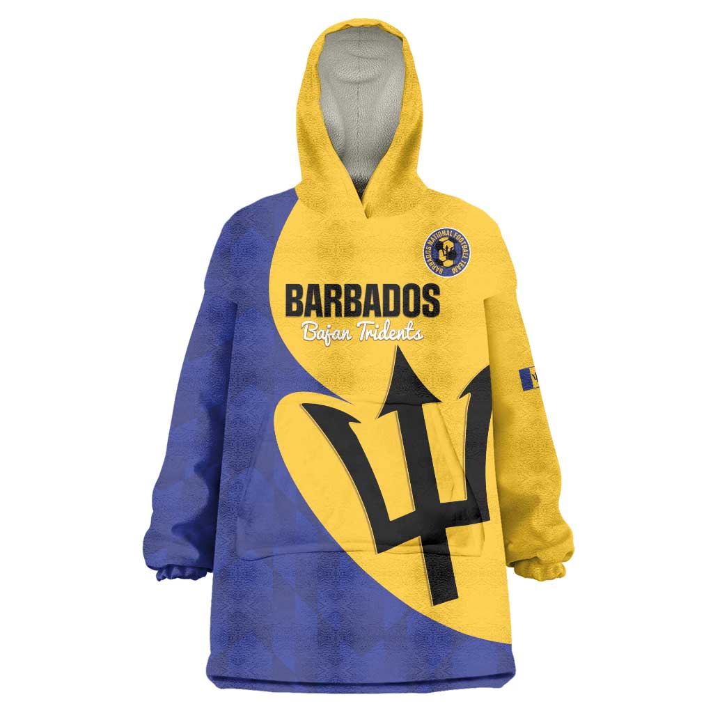 Custom Barbados Football Wearable Blanket Hoodie Go Champions Bajan Tridents