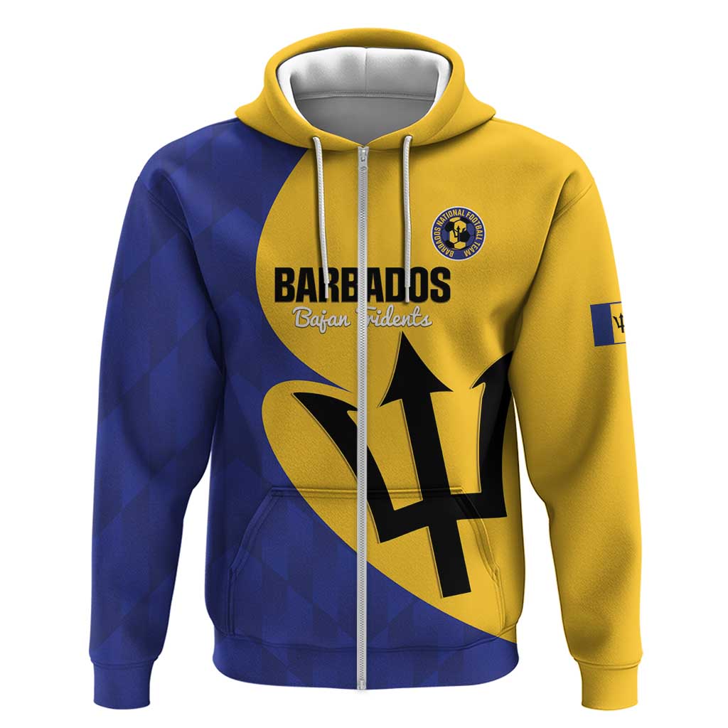 Custom Barbados Football Zip Hoodie Go Champions Bajan Tridents - Wonder Print Shop