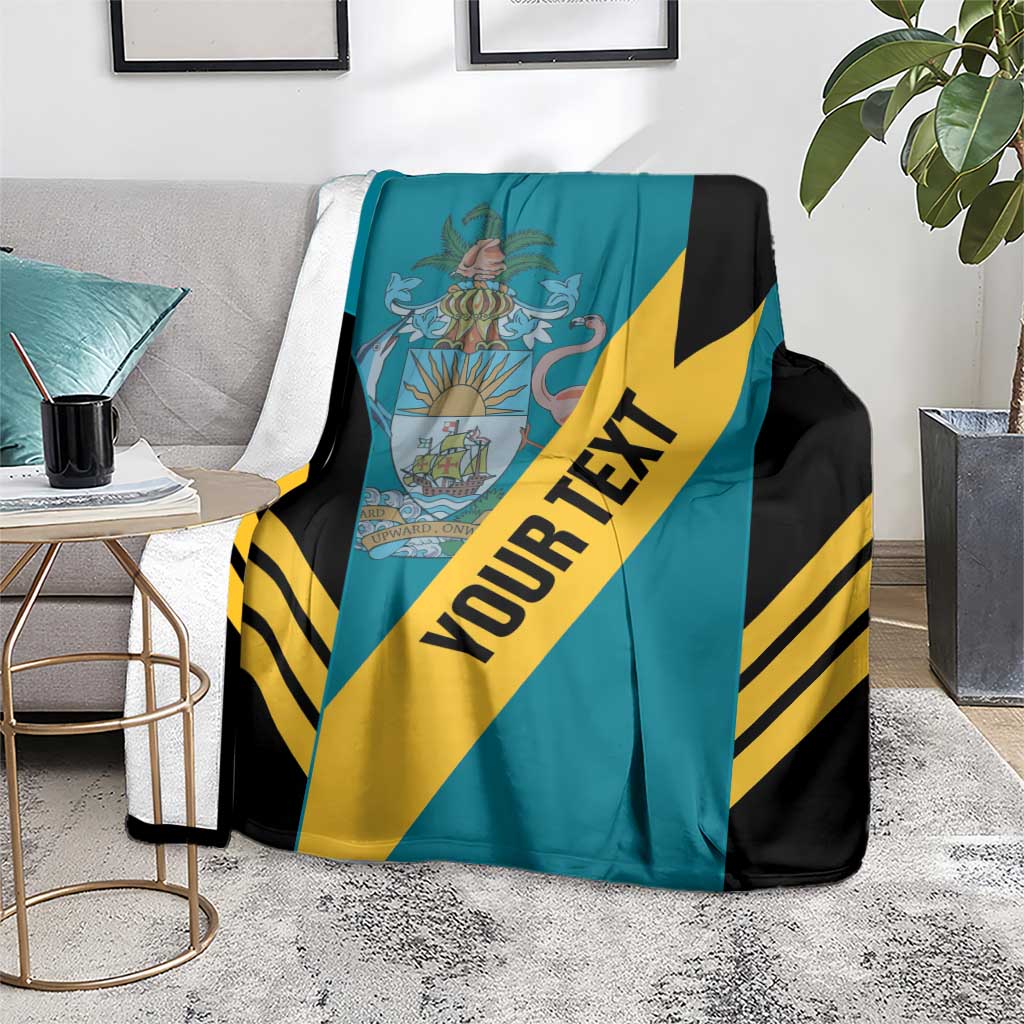 Teal football blanket with black panels, yellow diagonal stripe, and crest graphic