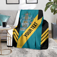 Teal football blanket with black panels, yellow diagonal stripe, and crest graphic