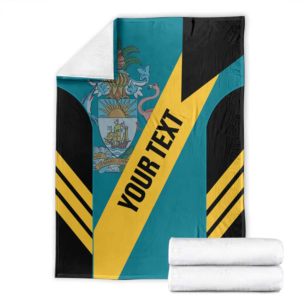 Teal and black football blanket with yellow diagonal stripe, crest logo, and folded stacks