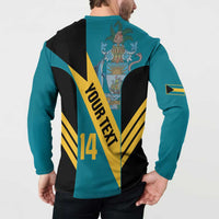 Back turquoise button-up sweatshirt with large 'YOUR' text, '14', and Bahamas crest