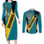 Custom Bahamas Football Couples Matching Long Sleeve Bodycon Dress and Long Sleeve Button Shirt Go Bahamian Slayersz