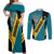 Custom Bahamas Football Couples Matching Off Shoulder Maxi Dress and Long Sleeve Button Shirt Go Bahamian Slayersz