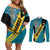 Custom Bahamas Football Couples Matching Off Shoulder Short Dress and Long Sleeve Button Shirt Go Bahamian Slayersz