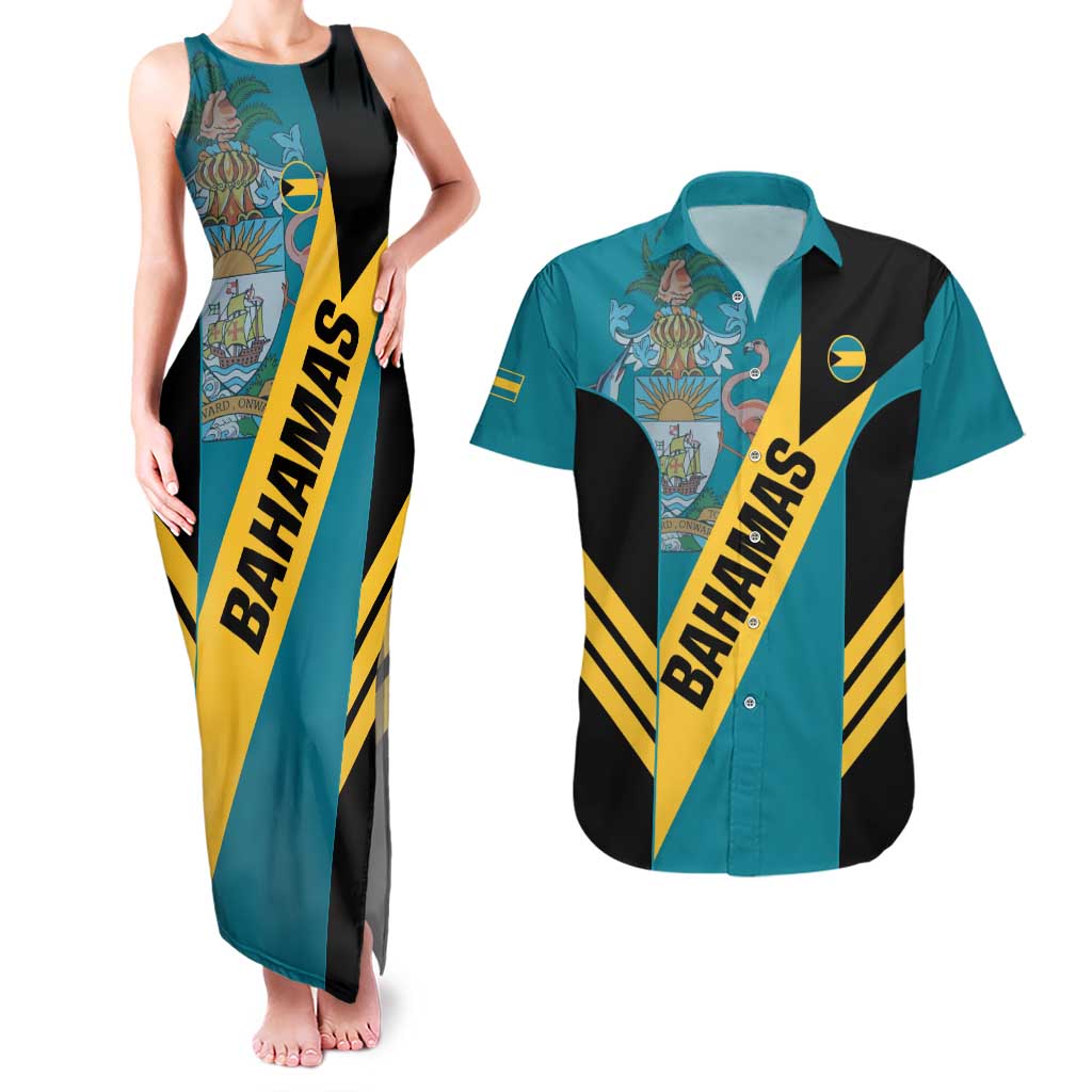 Custom Bahamas Football Couples Matching Tank Maxi Dress and Hawaiian Shirt Go Bahamian Slayersz