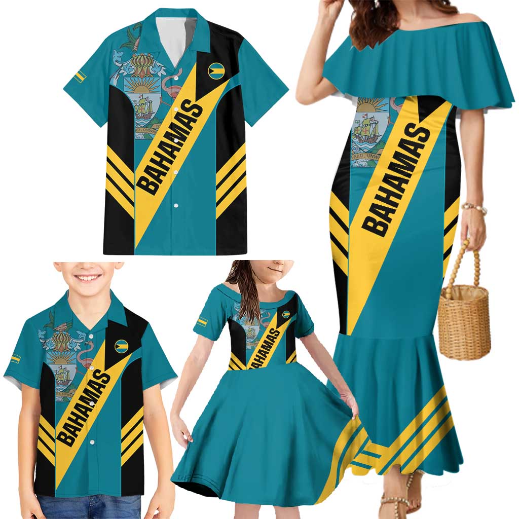 Custom Bahamas Football Family Matching Mermaid Dress and Hawaiian Shirt Go Bahamian Slayersz - Wonder Print Shop