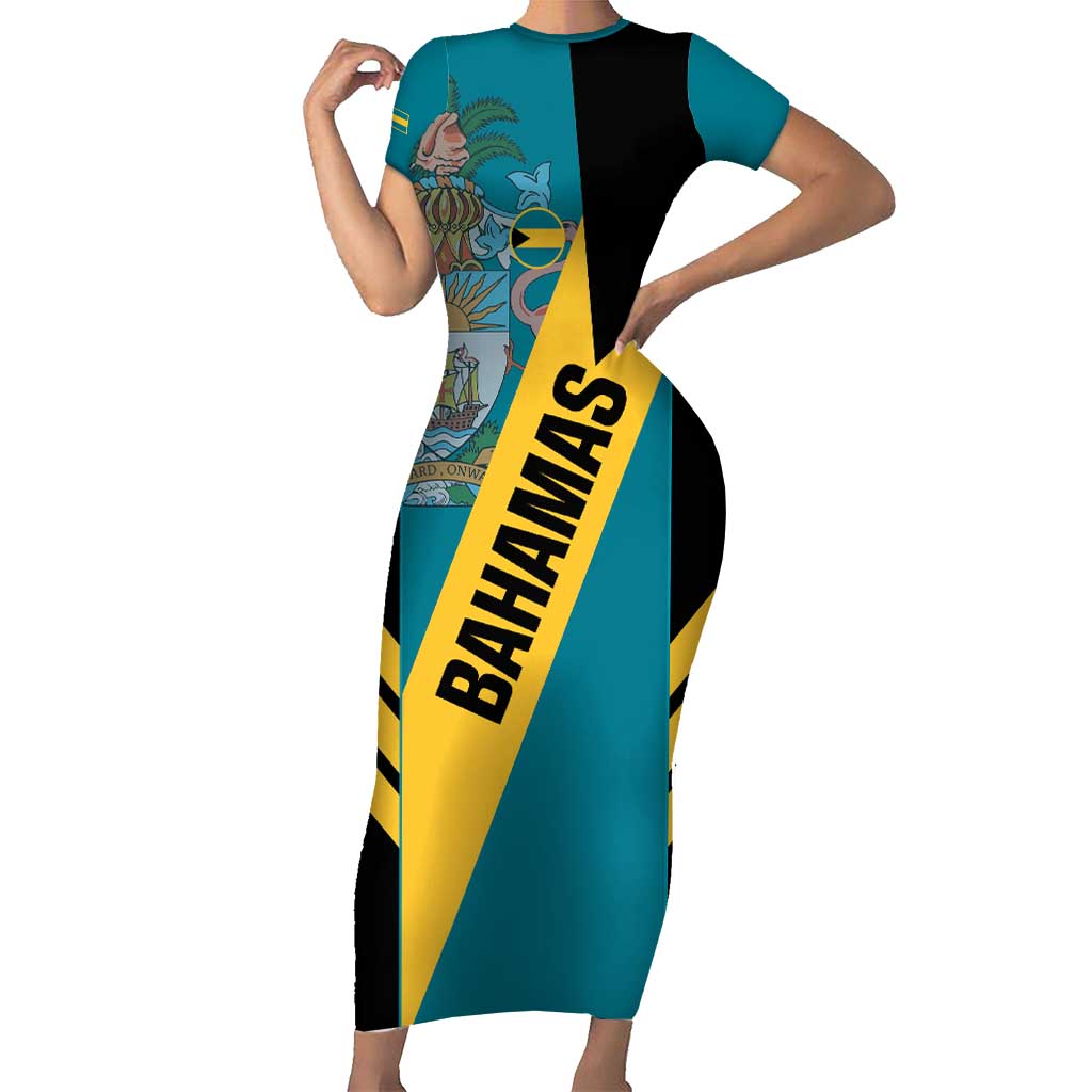 Custom Bahamas Football Short Sleeve Bodycon Dress Go Bahamian Slayersz - Wonder Print Shop