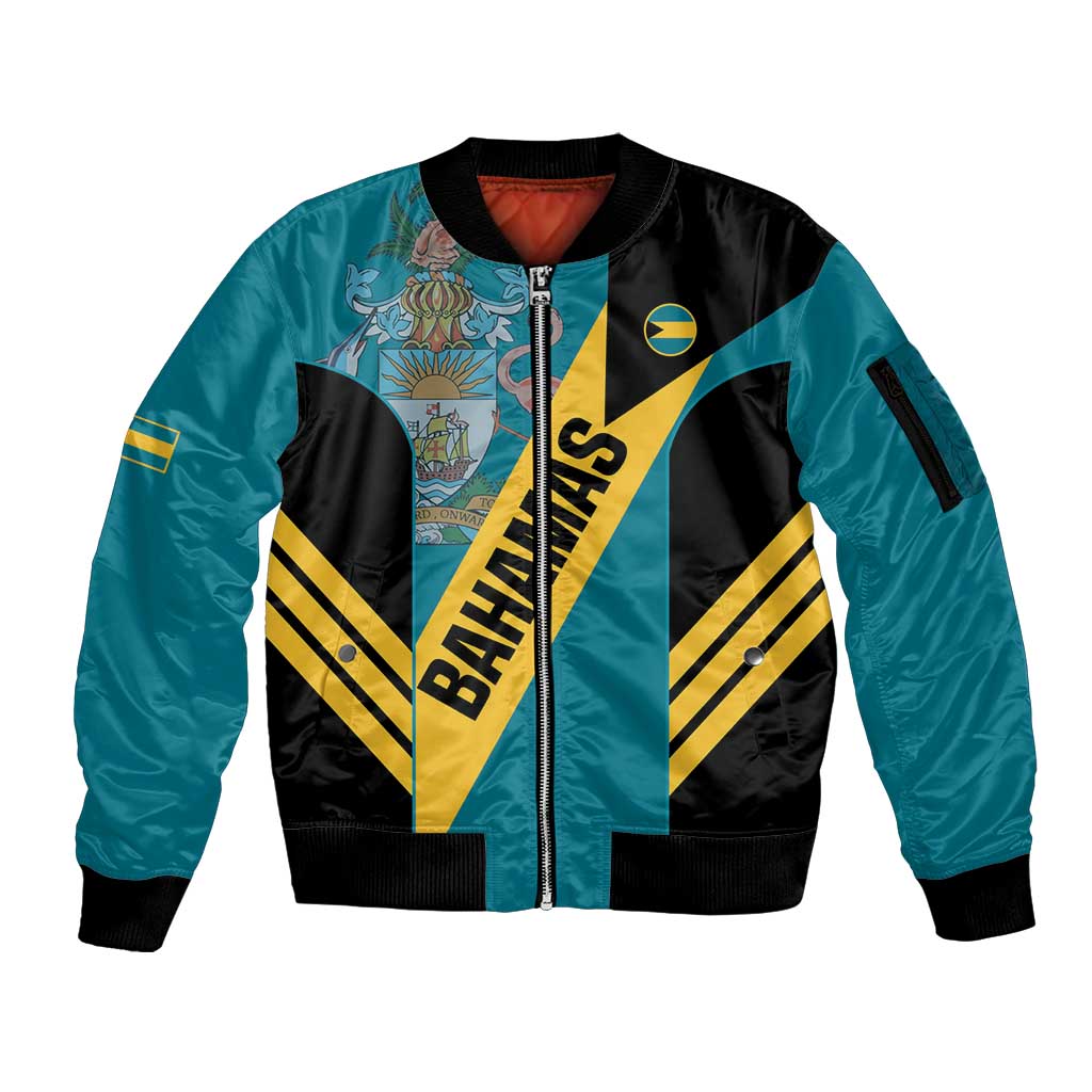 Custom Bahamas Football Sleeve Zip Bomber Jacket Go Bahamian Slayersz - Wonder Print Shop