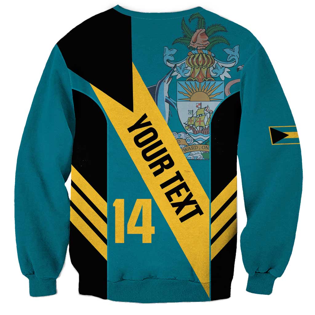 Unisex aquamarine football sweatshirt back with 'YOUR' 14 print and yellow diagonal sash