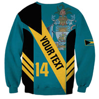 Unisex aquamarine football sweatshirt back with 'YOUR' 14 print and yellow diagonal sash