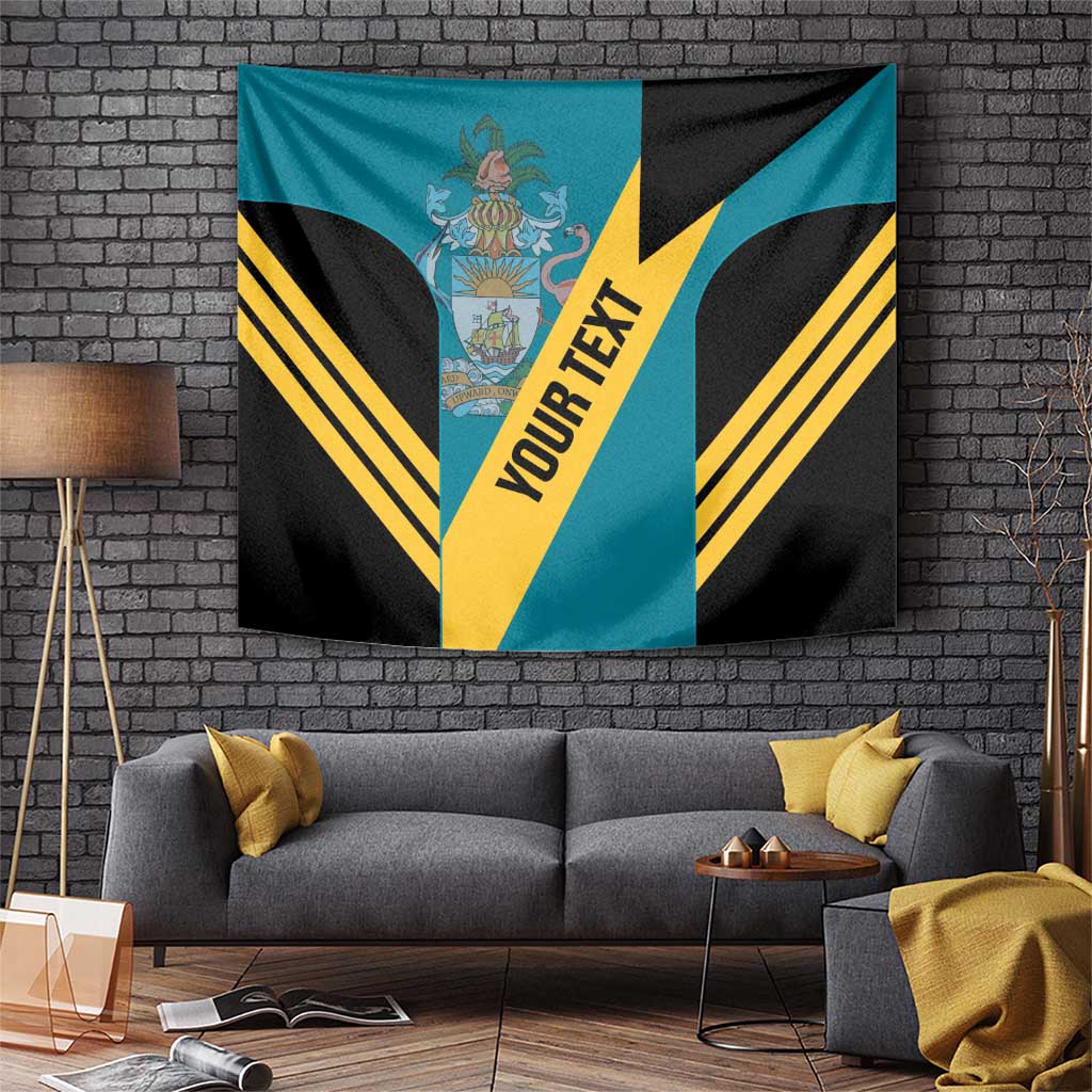 Aquamarine, black and yellow football tapestry with crest and diagonal stripes