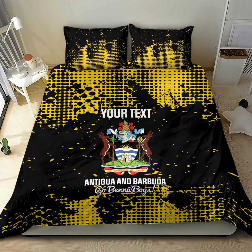Black and yellow football bedding set with two pillows and duvet, Antigua and Go Benna Boys text