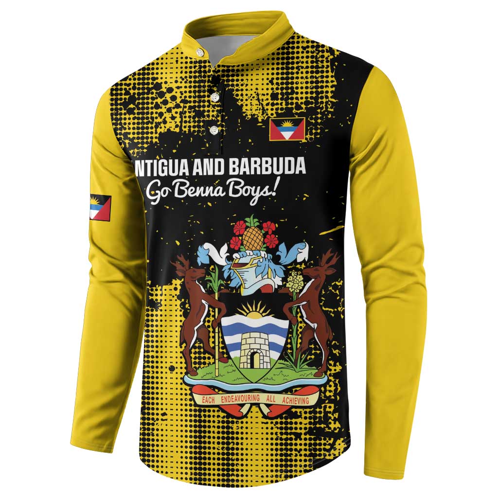 Boys' button football sweatshirt with yellow sleeves and Antigua crest front graphic