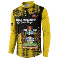 Boys' button football sweatshirt with yellow sleeves and Antigua crest front graphic