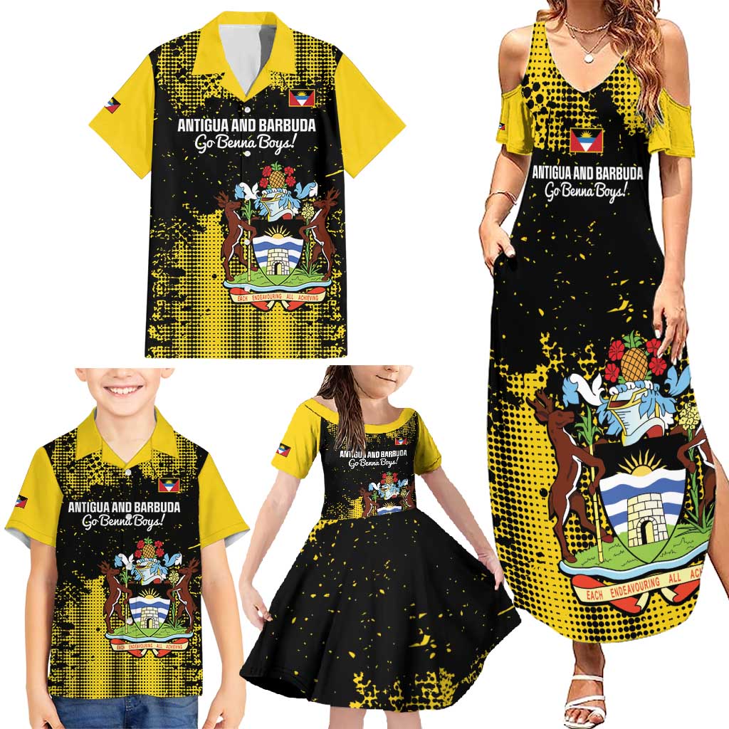 Custom Antigua and Barbuda Football Family Matching Summer Maxi Dress and Hawaiian Shirt Go Benna Boys - Wonder Print Shop