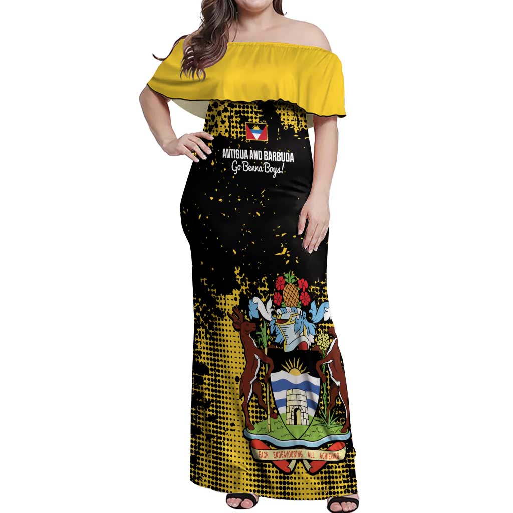 Custom Antigua and Barbuda Football Off Shoulder Maxi Dress Go Benna Boys - Wonder Print Shop