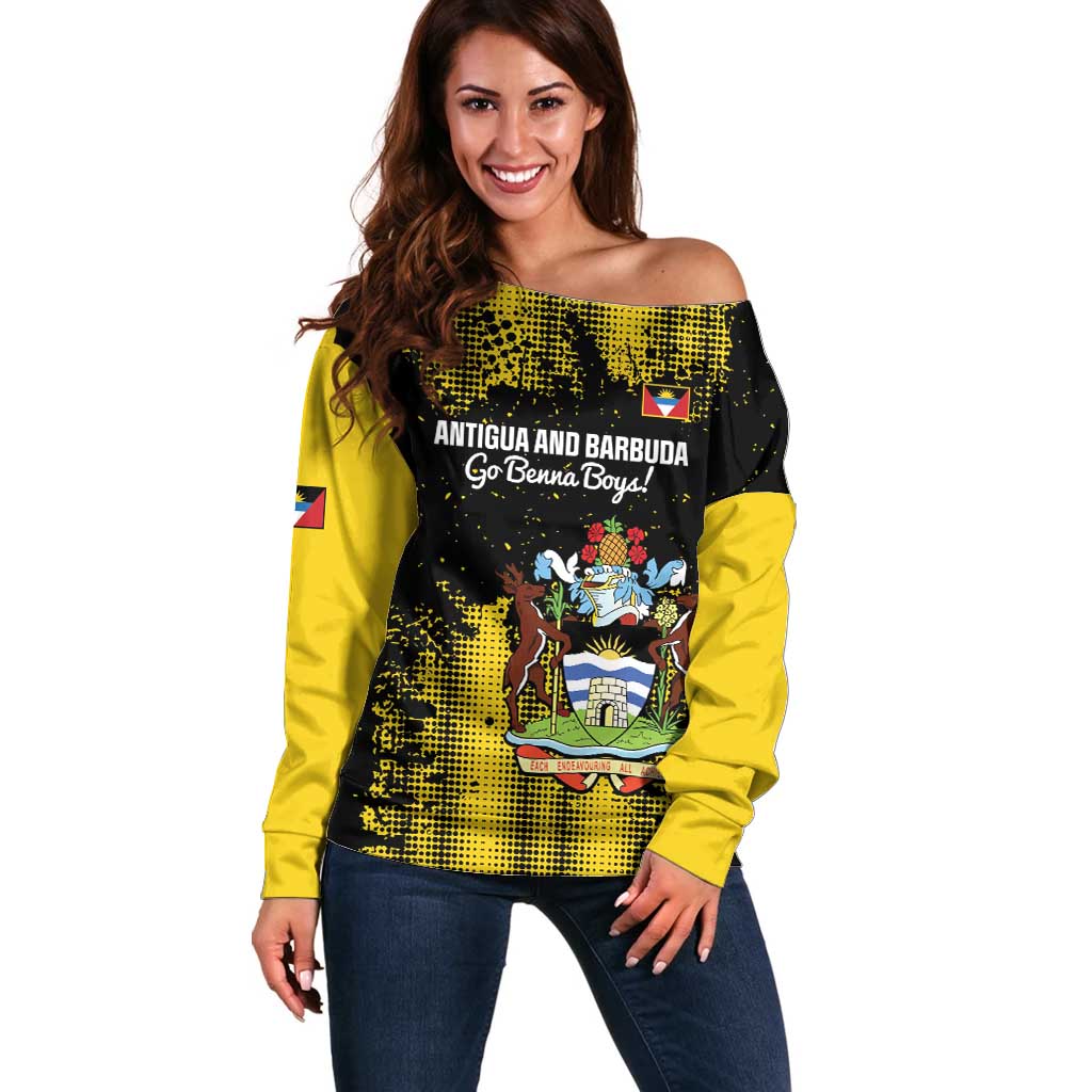 Custom Antigua and Barbuda Football Off Shoulder Sweater Go Benna Boys