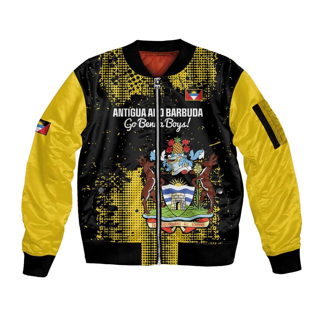 Custom Antigua and Barbuda Football Sleeve Zip Bomber Jacket Go Benna Boys - Wonder Print Shop