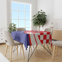 Croatia National Day Tablecloth Hrvatska Checkerboard With Slavic Pattern