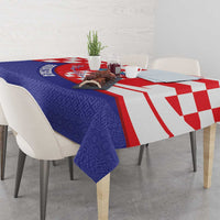 Croatia National Day Tablecloth Hrvatska Checkerboard With Slavic Pattern