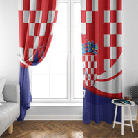 Croatia National Day Window Curtain Hrvatska Checkerboard With Slavic Pattern