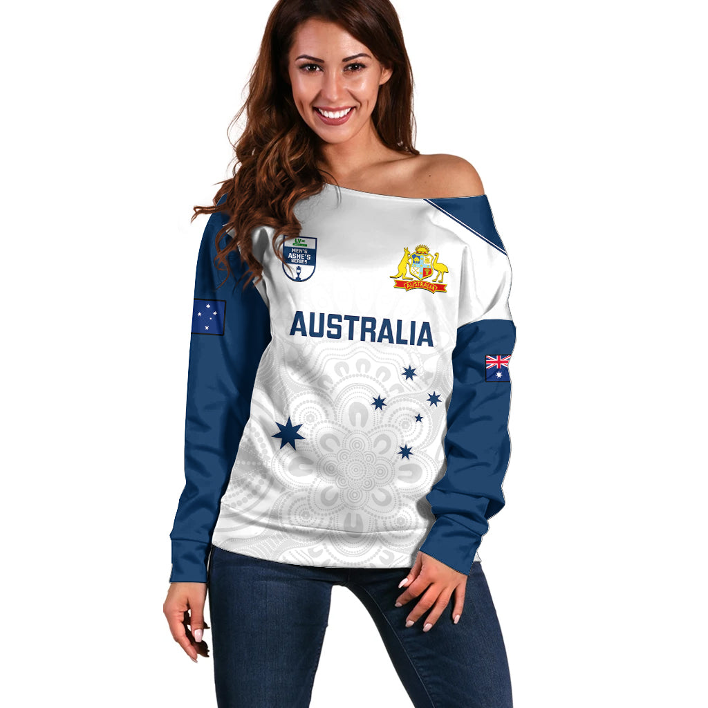 Australia Cricket Off Shoulder Sweater 2023 Ashes Go Aussie Indigenous Art - Wonder Print Shop