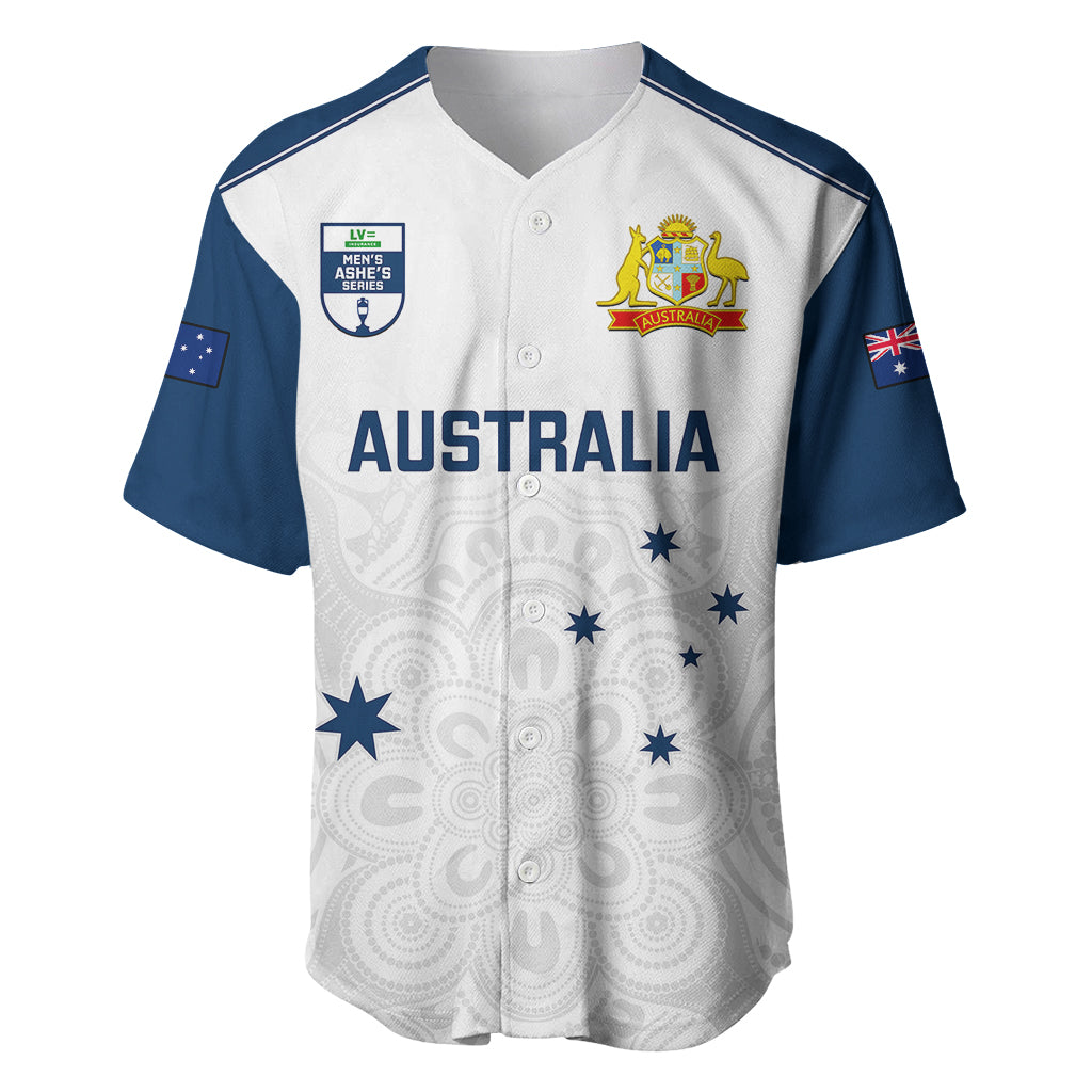 Personalised Australia Cricket Baseball Jersey 2023 Ashes Go Aussie Indigenous Art - Wonder Print Shop