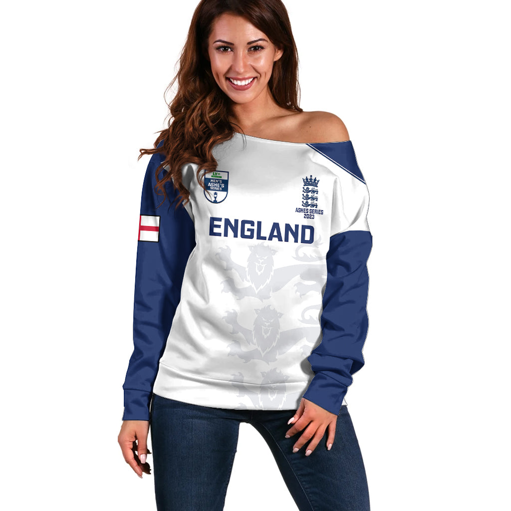 England Cricket Off Shoulder Sweater 2023 Ashes Sporty Version - Wonder Print Shop