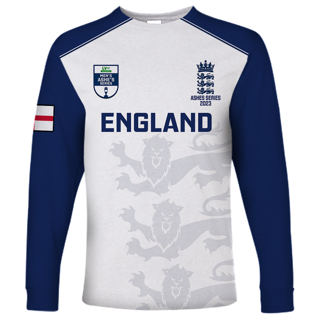 Personalised England Cricket Long Sleeve Shirt 2023 Ashes Sporty Version - Wonder Print Shop