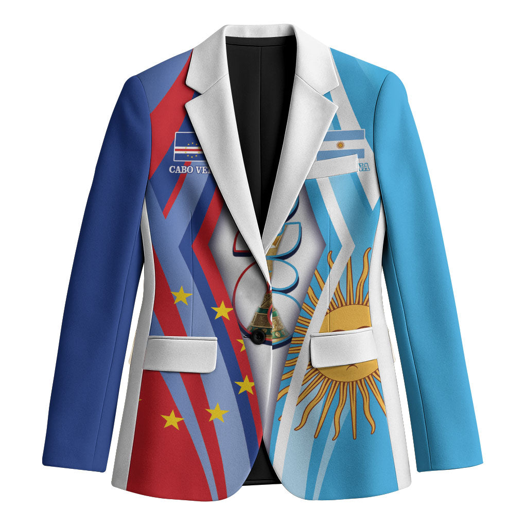 Custom Argentina and Cabo Verde Football 2026 Blazer La Albiceleste Tubaroes Azuis Together