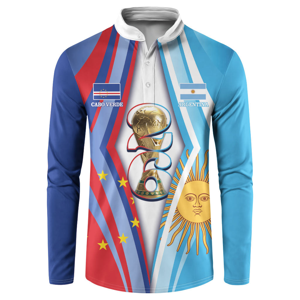 Custom Argentina and Cabo Verde Football 2026 Button Sweatshirt La Albiceleste Tubaroes Azuis Together