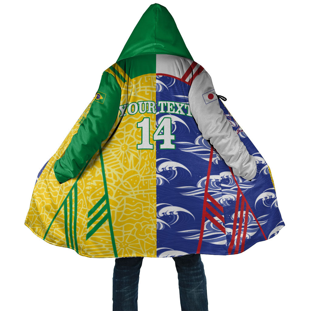 Custom Brazil and Japan Football 2026 Cloak Selecao Samurai Blue Together