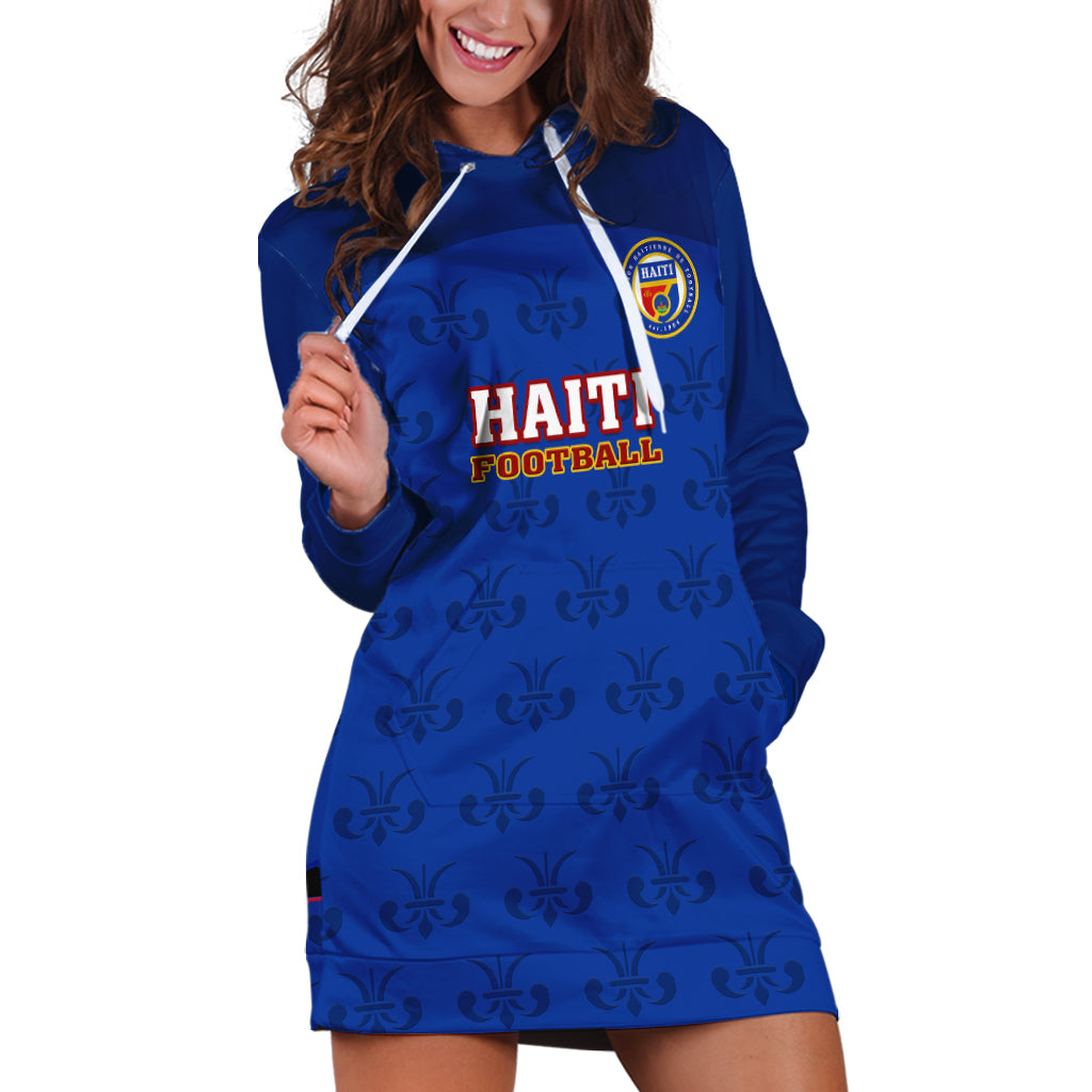 Haiti Football Hoodie Dress Les Grenadieres 2023 World Cup Blue Version - Wonder Print Shop