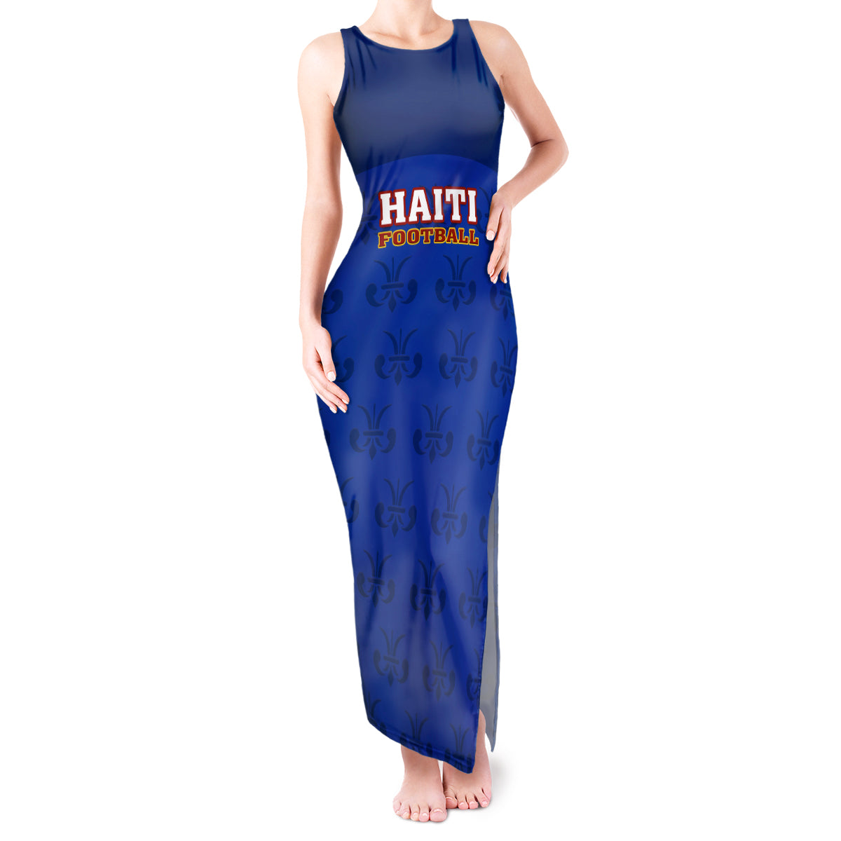 Haiti Football Tank Maxi Dress Les Grenadieres 2023 World Cup Blue Version - Wonder Print Shop