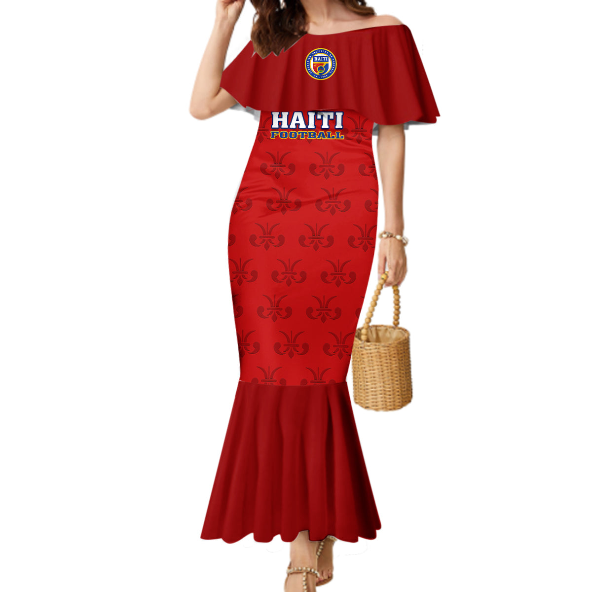 Haiti Football Mermaid Dress Les Grenadieres 2023 World Cup Red Version - Wonder Print Shop