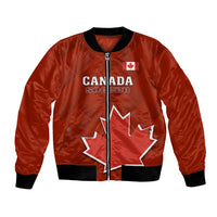 Unisex red bomber jacket with Canada Soccer logo and zipper front