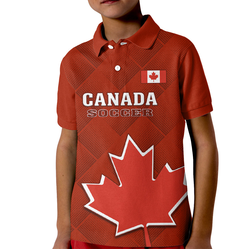 Canada Soccer Kid Polo Shirt Go Canucks Maple Leaf 2023 World Cup - Wonder Print Shop