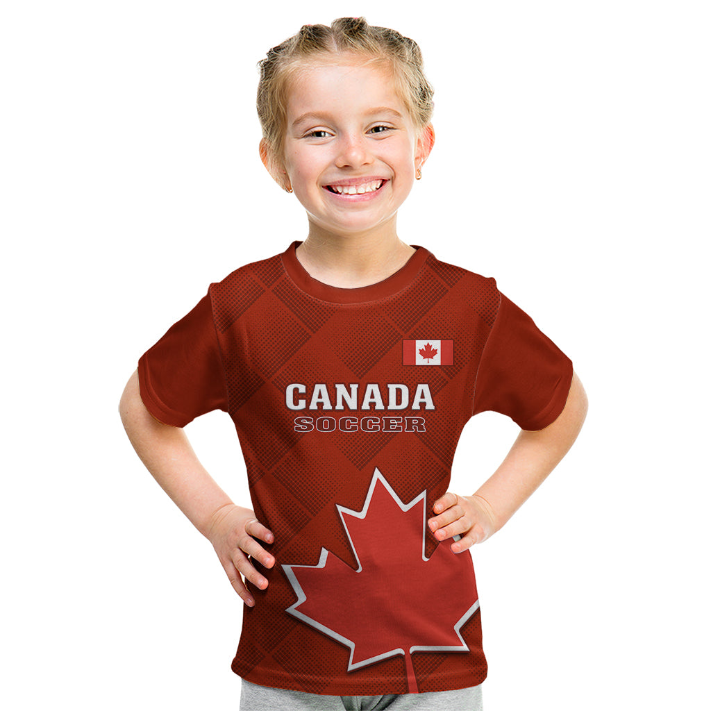 Canada Soccer Kid T Shirt Go Canucks Maple Leaf 2023 World Cup - Wonder Print Shop