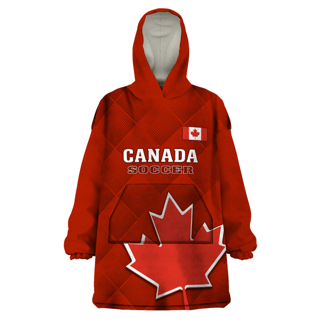 Canada Soccer Wearable Blanket Hoodie Go Canucks Maple Leaf 2023 World Cup - Wonder Print Shop