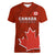 Canada Soccer Women V Neck T Shirt Go Canucks Maple Leaf 2023 World Cup - Wonder Print Shop