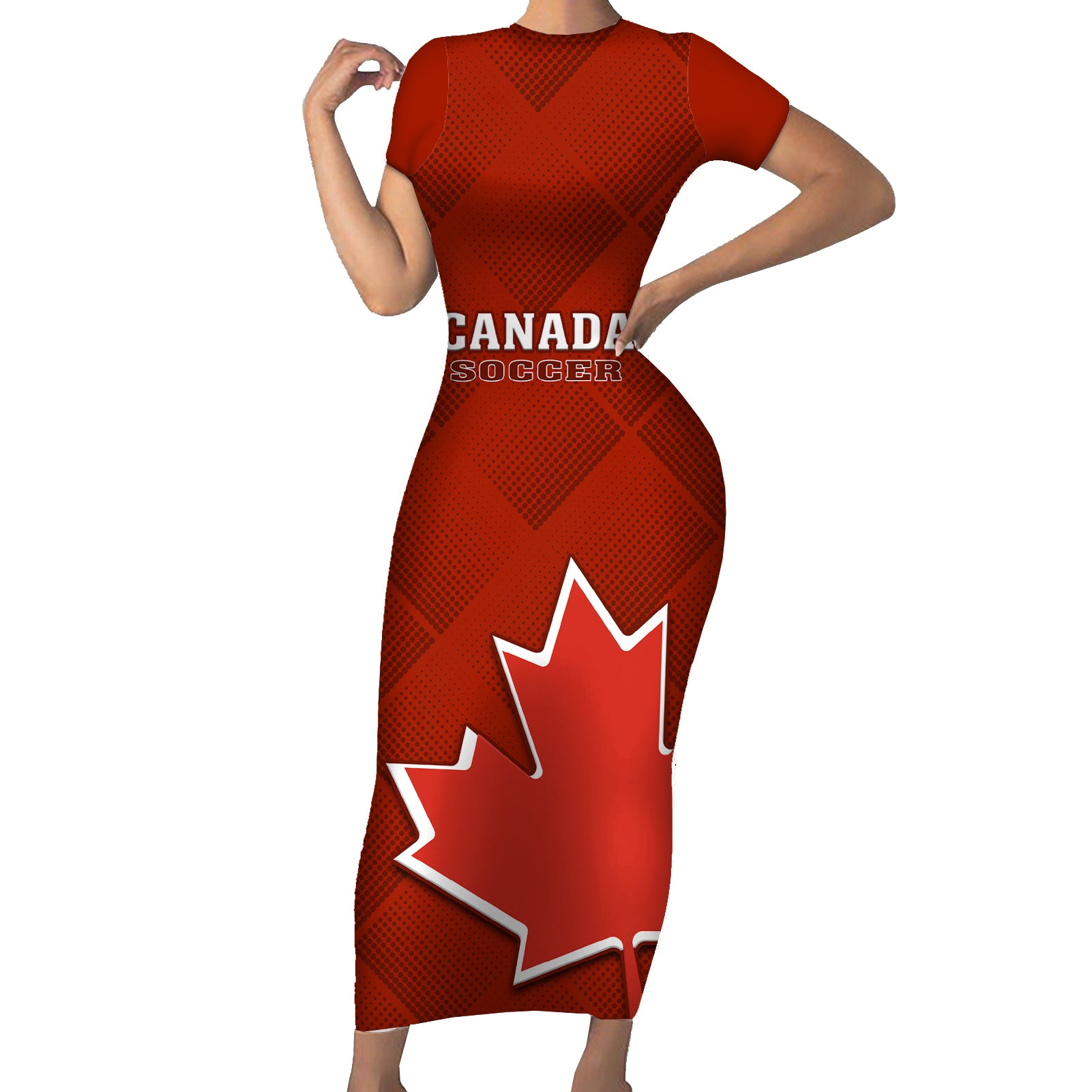 Custom Canada Soccer Short Sleeve Bodycon Dress Go Canucks Maple Leaf 2023 World Cup - Wonder Print Shop