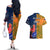 France And Australia Rugby Couples Matching Off The Shoulder Long Sleeve Dress and Hawaiian Shirt 2023 World Cup Le Bleus Wallabies Together - Wonder Print Shop