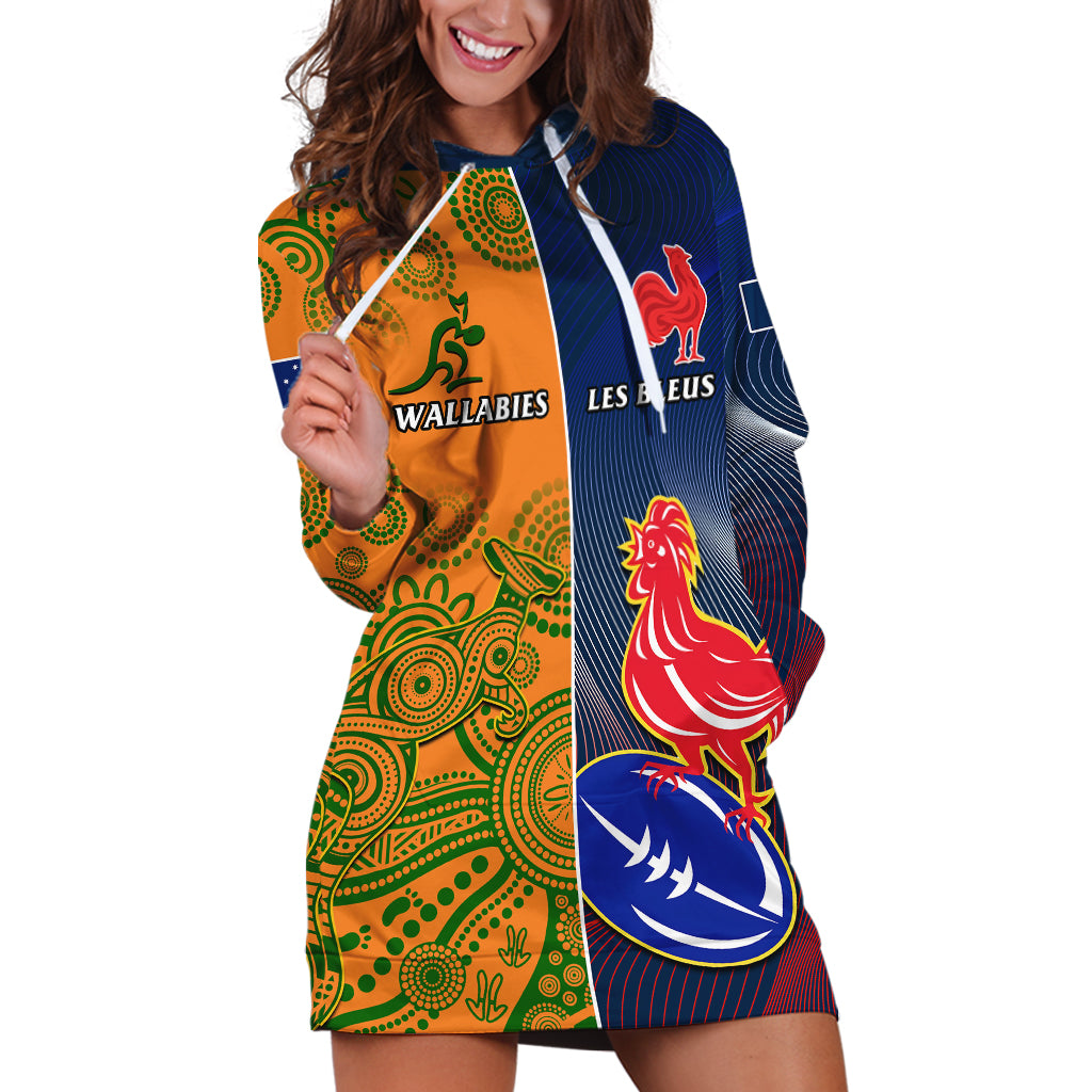 France And Australia Rugby Hoodie Dress 2023 World Cup Le Bleus Wallabies Together - Wonder Print Shop