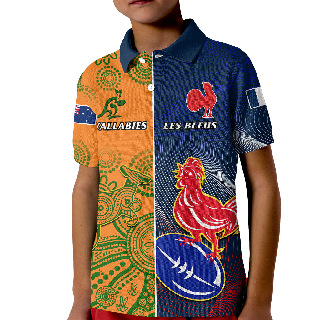 France And Australia Rugby Kid Polo Shirt 2023 World Cup Le Bleus Wallabies Together - Wonder Print Shop