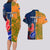 Custom France And Australia Rugby Couples Matching Long Sleeve Bodycon Dress and Hawaiian Shirt 2023 World Cup Le Bleus Wallabies Together - Wonder Print Shop