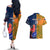 Custom France And Australia Rugby Couples Matching Off The Shoulder Long Sleeve Dress and Hawaiian Shirt 2023 World Cup Le Bleus Wallabies Together - Wonder Print Shop