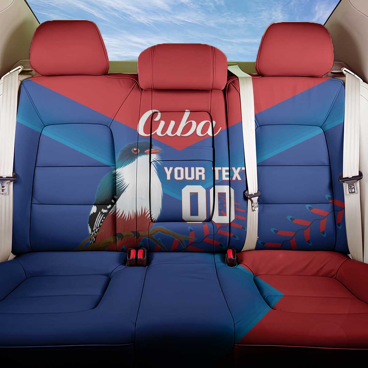 Custom Baseball Cuba 2024 Back Car Seat Cover Cuban Trogon - Dynamic Style - Wonder Print Shop